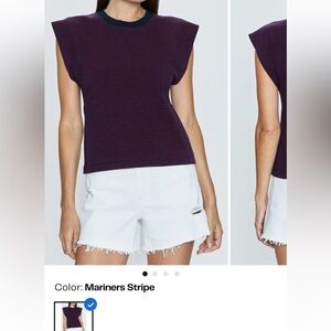 pistola Navy and Plum Striped Shoulder-Detail Tank